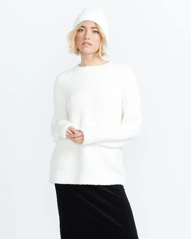 pullover sweater trendy knitwear -Cardigan for stylish evening looks -Lil Softie Sweater - Star White