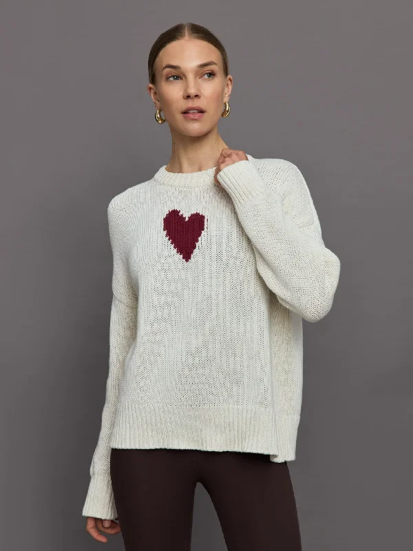 pullover sweater lightweight cozy -Cardigan for fashion-forward fall looks -Lovey Heart Sweater - Natural