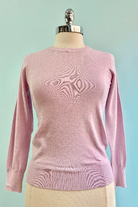 pullover sweater trendy warmth -Cardigan for comfy and cute looks -Orchid Long Sleeve Knit Pullover Sweater