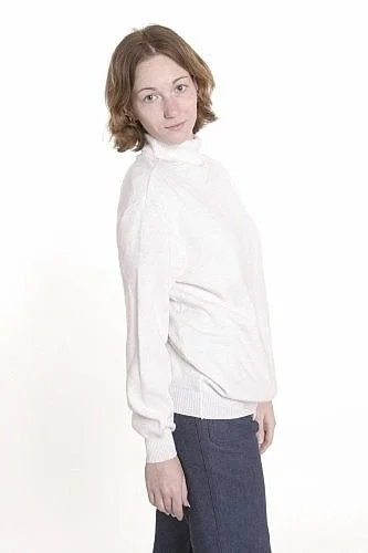 pullover sweater for work -Jacket for trench coats -Women's White Naval Turtleneck Sweater