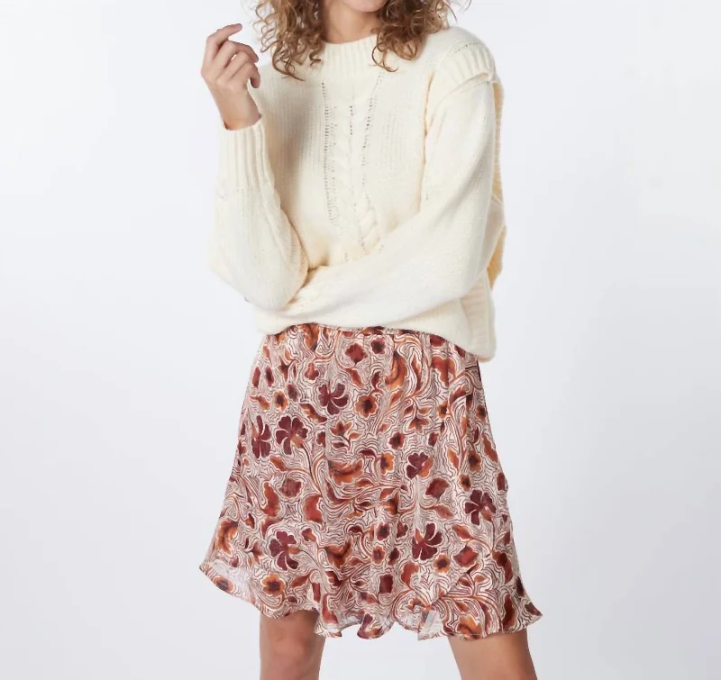 Skirts for family trip fashion -Autumn Print Skirt In Copper