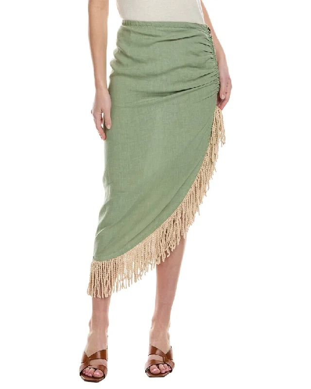 Skirts for brunch with family -Just Bee Queen Mallorca Linen Midi Skirt