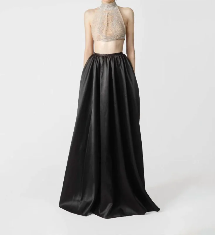 Skirts for trendy chic holiday looks -Zahara Satin Maxi Skirt In Black