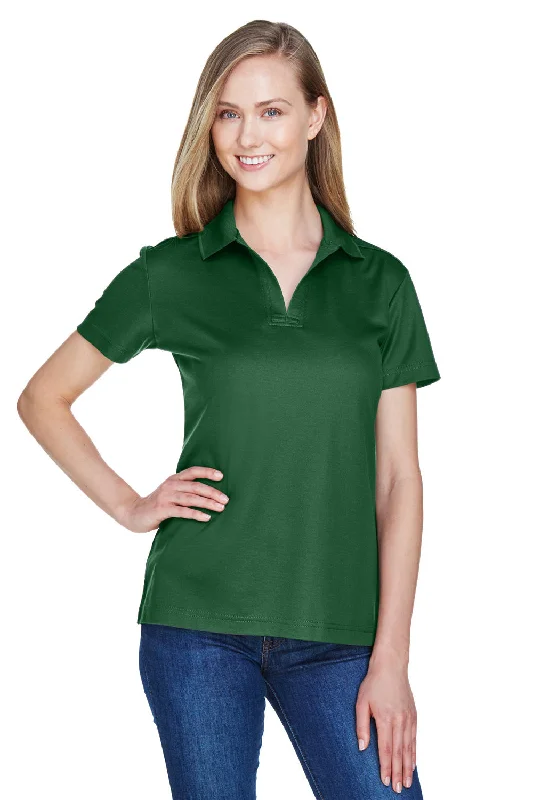 pinstripe shirts formal -Devon & Jones Womens CrownLux Performance Moisture Wicking Short Sleeve Polo Shirt - Forest Green