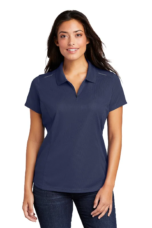 cotton blouses soft -Port Authority Womens Moisture Wicking Short Sleeve Polo Shirt - True Navy Blue