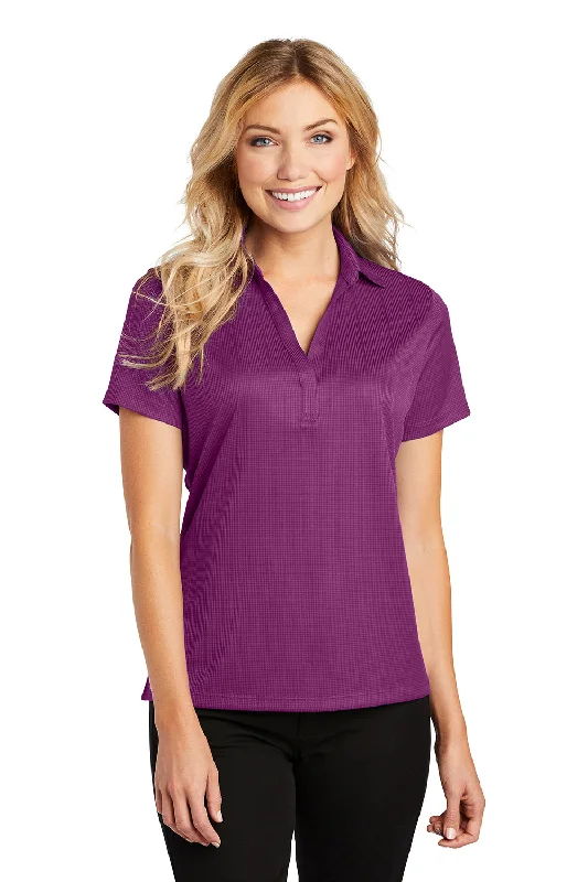 oxford shirts classic -Port Authority Womens Performance Moisture Wicking Short Sleeve Polo Shirt - Violet Purple