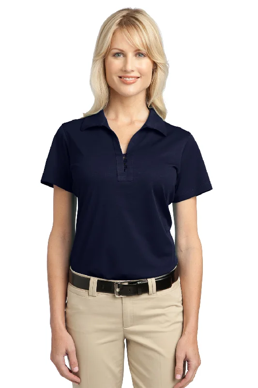 silk blouses for women -Port Authority Womens Tech Moisture Wicking Short Sleeve Polo Shirt - Dark Navy Blue