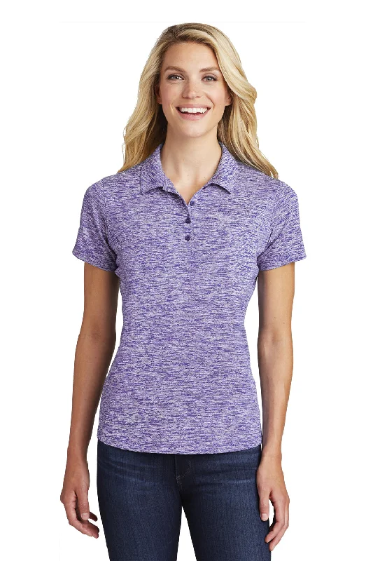 tailored shirts professional -Sport-Tek Womens Electric Heather Moisture Wicking Short Sleeve Polo Shirt - Purple Electric