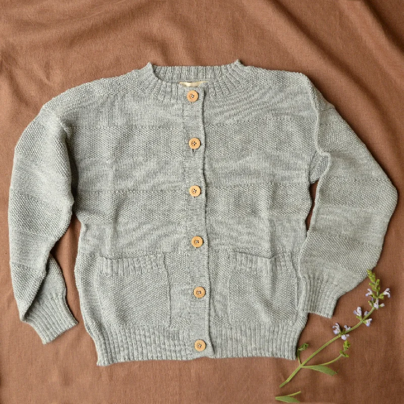 cardigan trendy warmth -Pullover sweater for fashion-forward women -Everyday Cardigan - Alpaca/Merino - Pebble Grey (9-12y+ Women 8-12) *Last One!