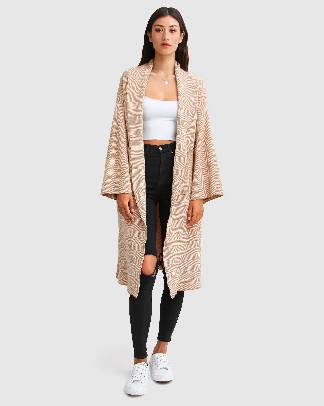 cardigan stylish warmth -Pullover sweater for comfy weekend wear -Hold The Line Coatigan - Camel