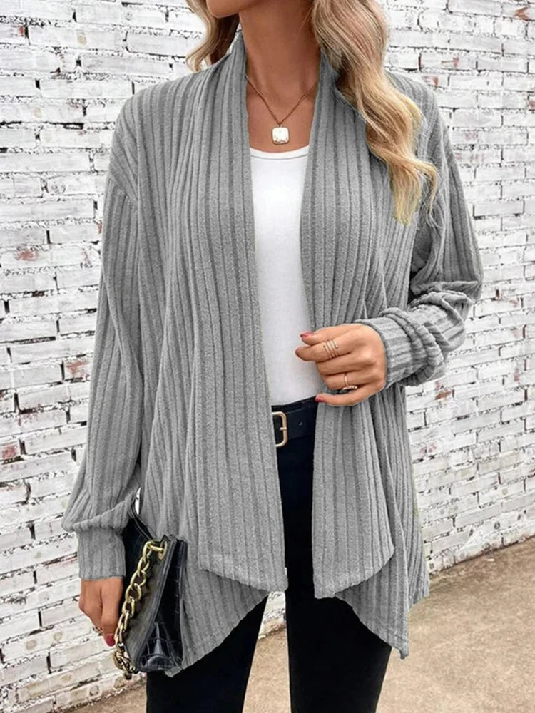 cardigan travel wear -Pullover sweater for relaxed work style -Casual Long Sleeve Fashion Simplicity Solid Color Scarf Collar Sweater