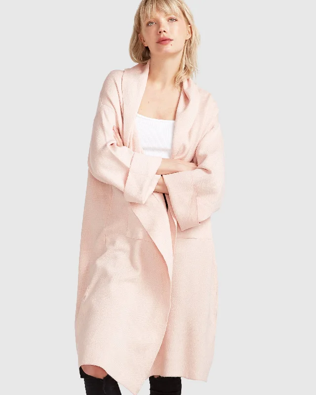 cardigan oversized warmth -Pullover sweater for cold morning walks -Hold The Line Coatigan - Pale Pink