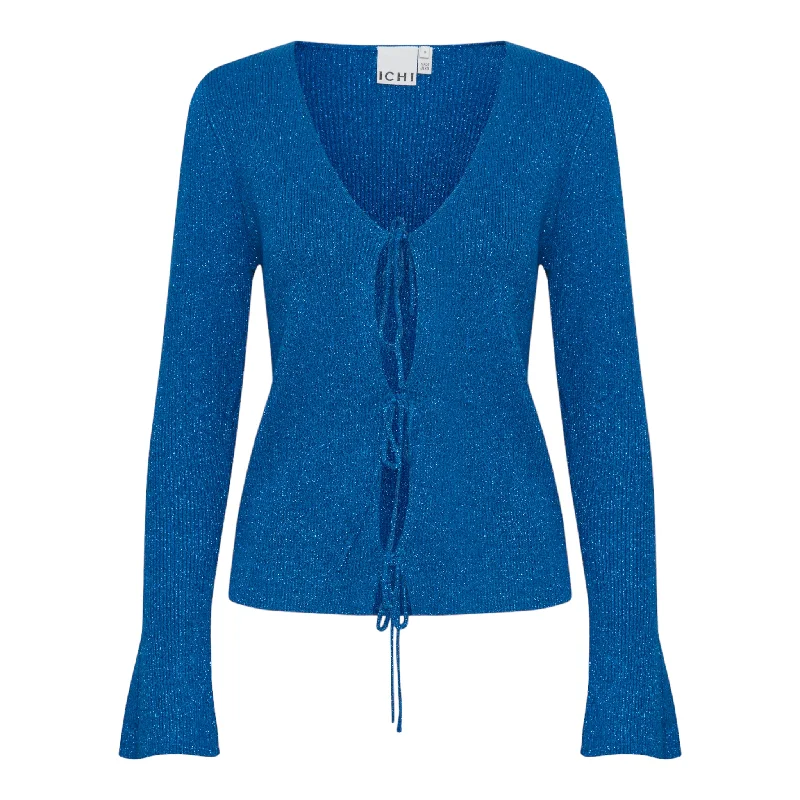 cardigan trendy outerwear -Pullover sweater for comfortable hiking outfits -ICHI Mopaz Lurex Cardigan Lapis Blue