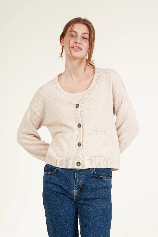 cardigan affordable price -Pullover sweater for casual chic look -Lise Cardigan - Natural melange