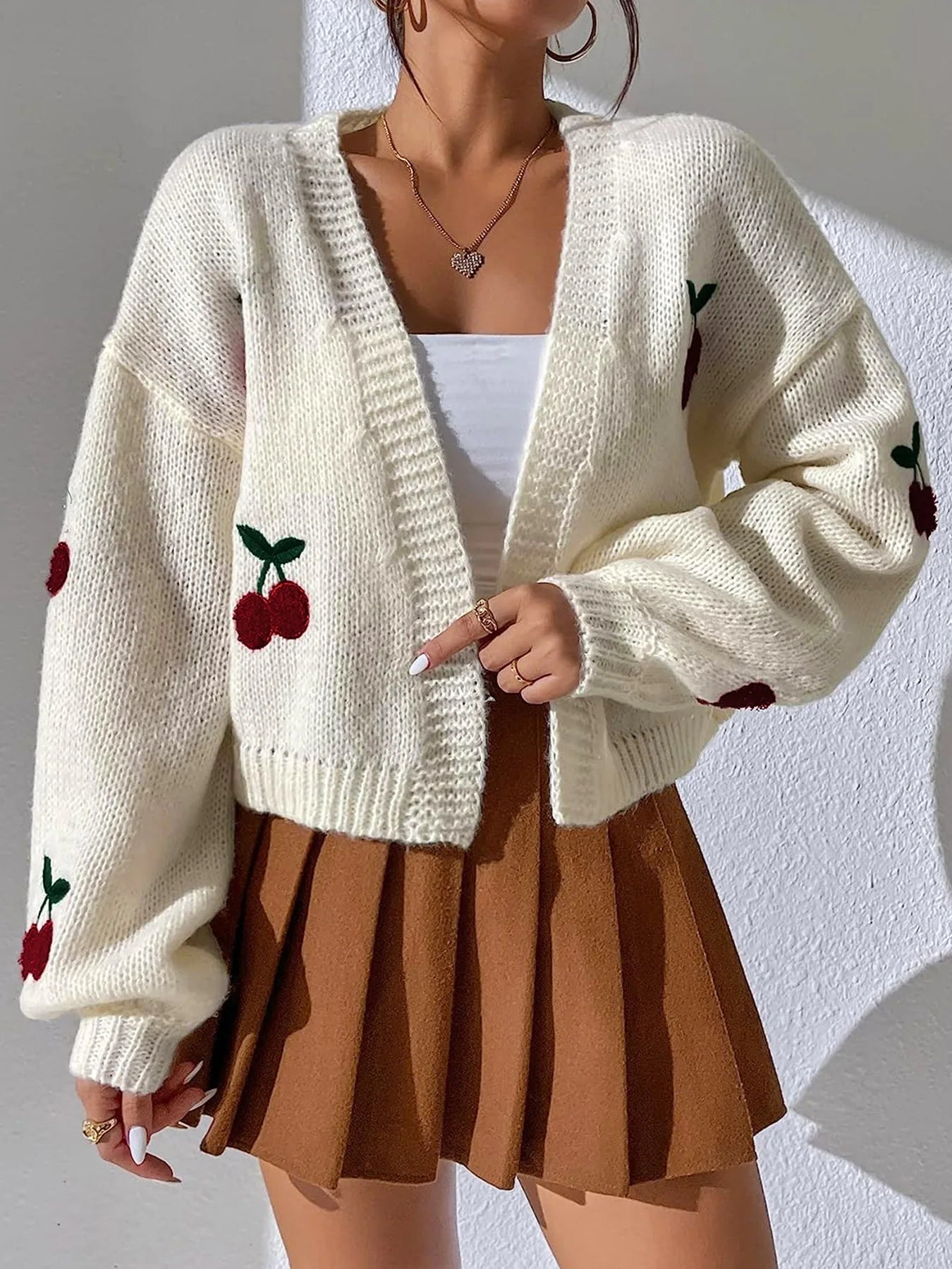 cardigan affordable price -Pullover sweater for weekend relaxation -Long-Sleeved Solid Color Embroidered Fashion Spring Autumn Winter Sweater