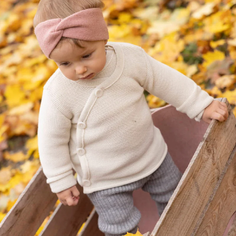 cardigan with tie front -Pullover sweater for afternoon coffee dates -Merino Baby Jacket - Natural (0-12m)