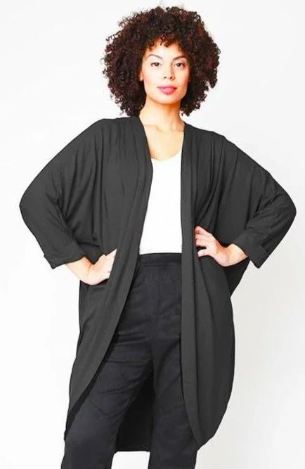 cardigan for crisp mornings -Pullover sweater for lightweight layering -Mia Cocoon Cardigan // Black