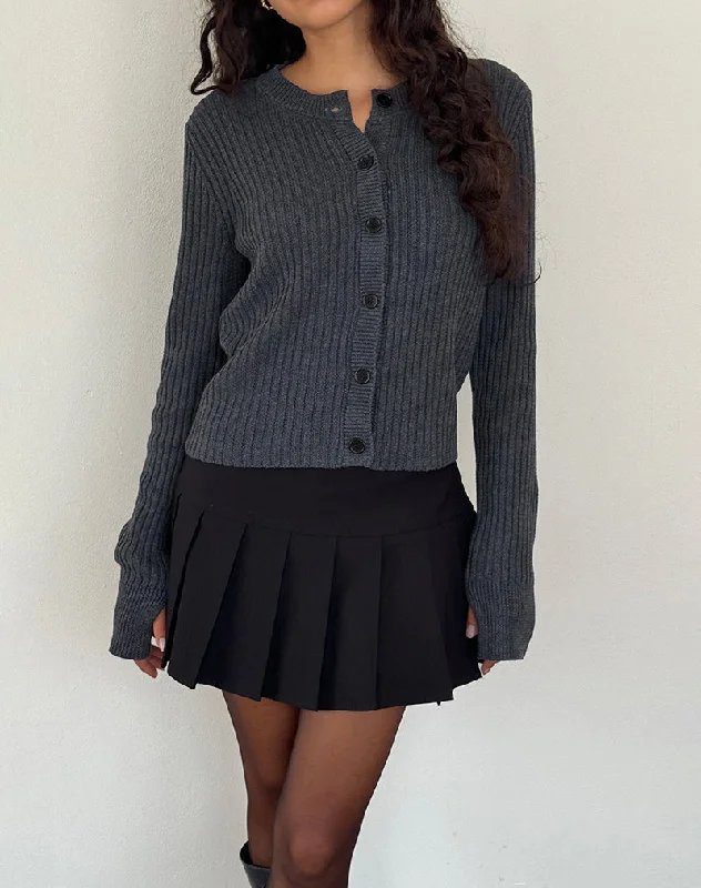 cardigan cozy design -Pullover sweater for quick weekend style -Samaya Knit Cardigan in Dark Charcoal