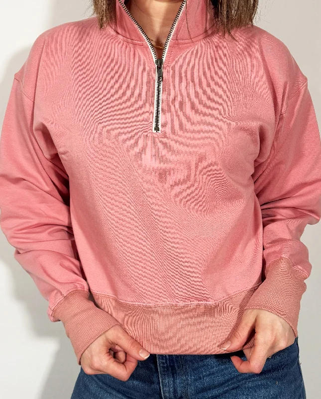 cardigan cozy fashion -Pullover sweater for snowy days -The 1/4 Zip Sweatshirt in Rose