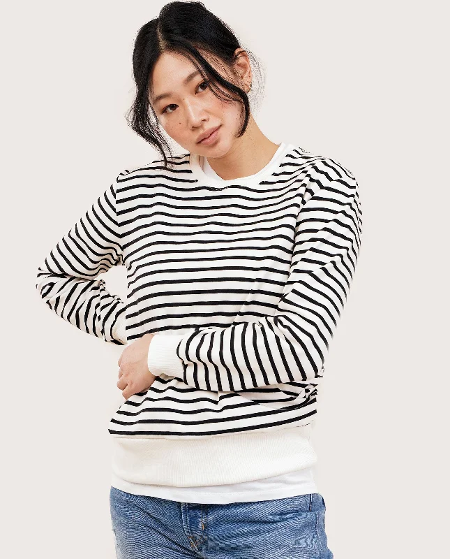 cardigan with chevron accents -Pullover sweater for holiday dinners -The Crewneck Sweatshirt in Black Stripe