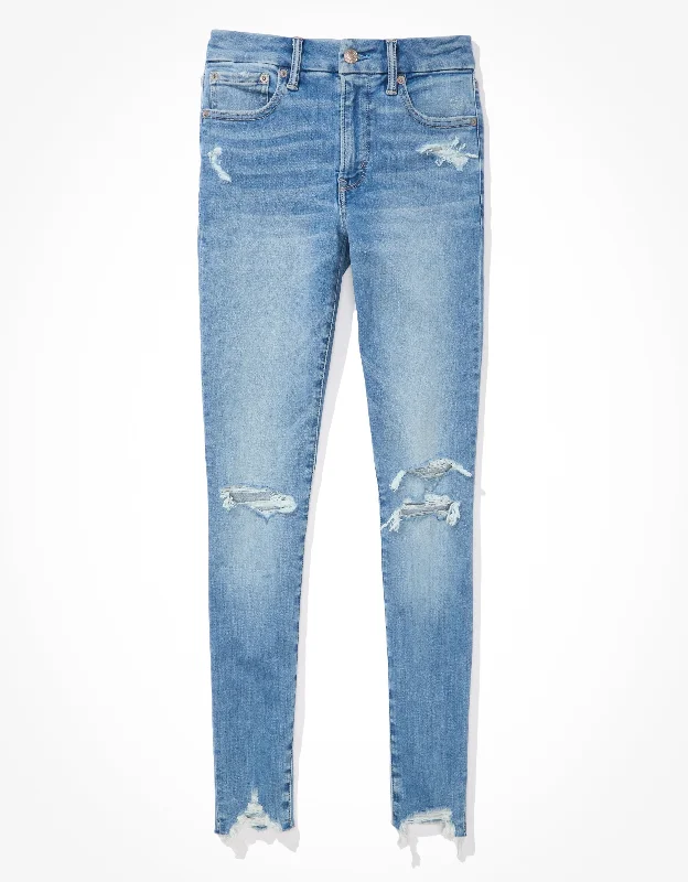 Pants for comfortable travel looks -AE Luxe Ripped High-Waisted Jegging