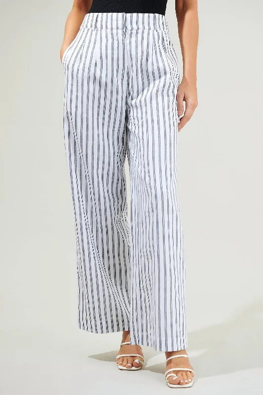 Pants for cozy work-from-home wear -Arlah Striped Pleated Pant In Navy Blue