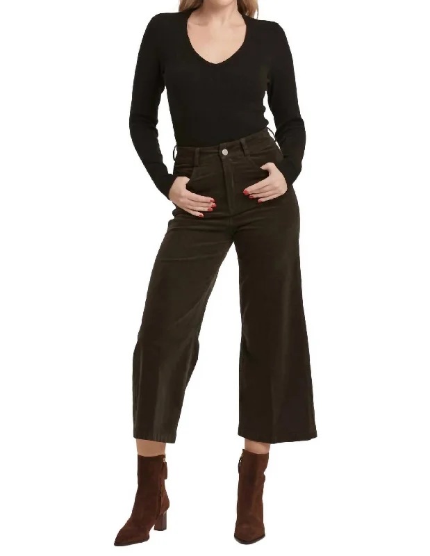 Pants for travel with ease -Audrey Corduroy Wide Leg Pant In Forest Pine