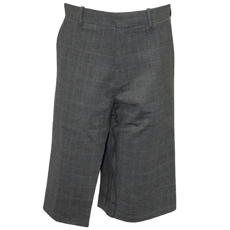 Pants for comfy travel packing -Balenciaga Check Tapered Cropped Trousers in Gray Wool