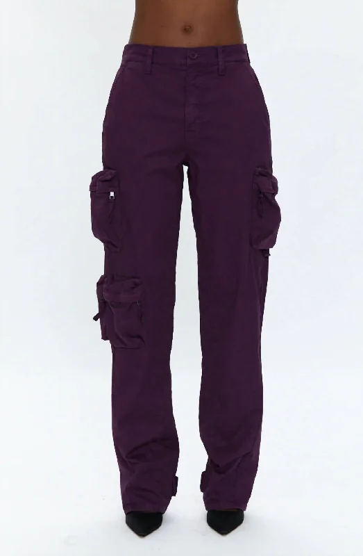 Pants for family style outings -Bobbie Utility Cargo Utility Pant In Washed Aubergine