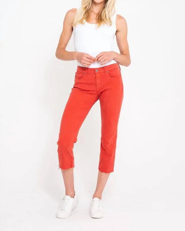 Pants for trendy work events -Byron Crop Straight Jeans In Watermelon