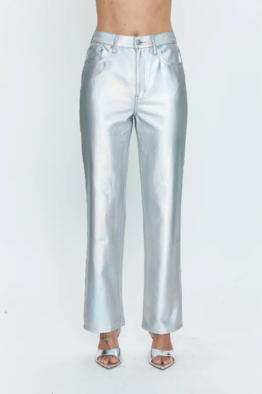 Pants for family gatherings -Cassie High Rise Straight Pant In Coated Prism