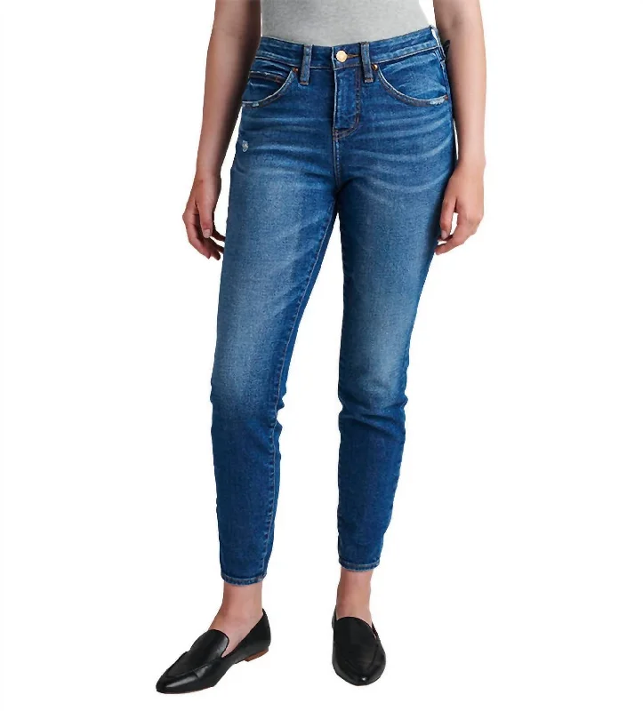 Pants for trendy gym wear -Cecelia Mid Rise Skinny Jean In San Diego Blue