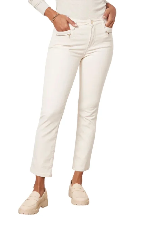 Pants for trendy weekend fashion -Cindy Pant With Modern Zip Pocket In Ecru