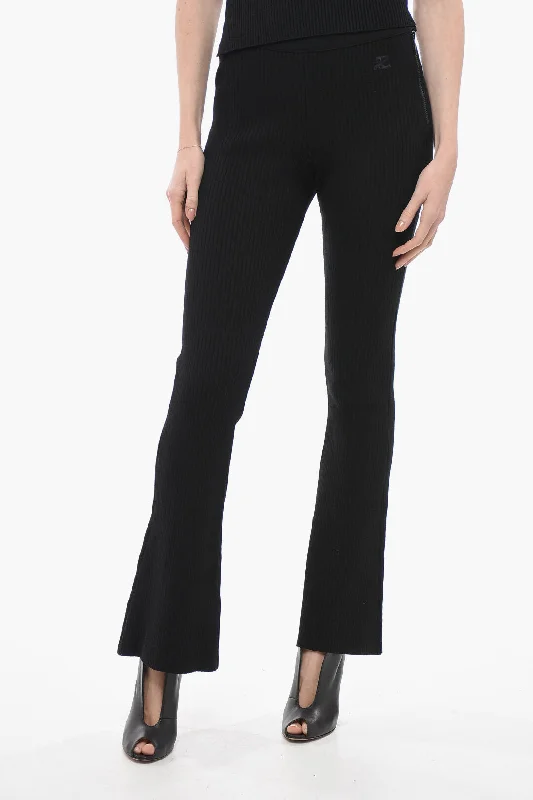 Pants for casual cool wear -Courreges Ribbed Bootcut Pants with Side Zip