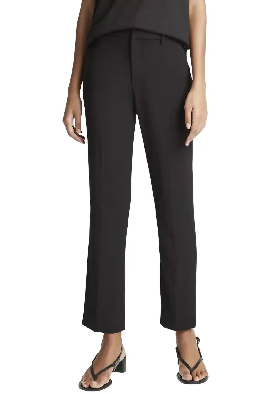 Pants for business dinner -Crepe Tailored Straight Pant In Black