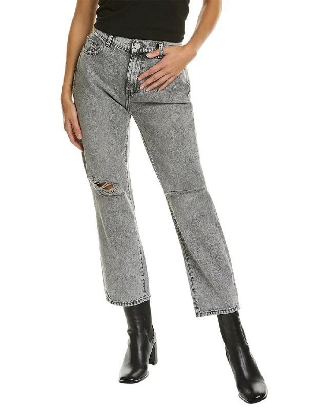 Pants for casual wear -DL1961 Patti High-Rise Vintage Chalk Distressed Ankle Straight Jean