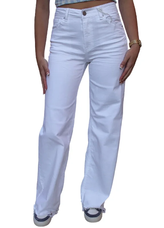 Pants for tropical vacation -Eleanor High Rise Wide Leg Jeans In White