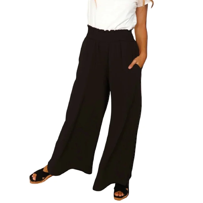 Pants for fashion-forward streetwear -Eli Wide Leg Pants In Black