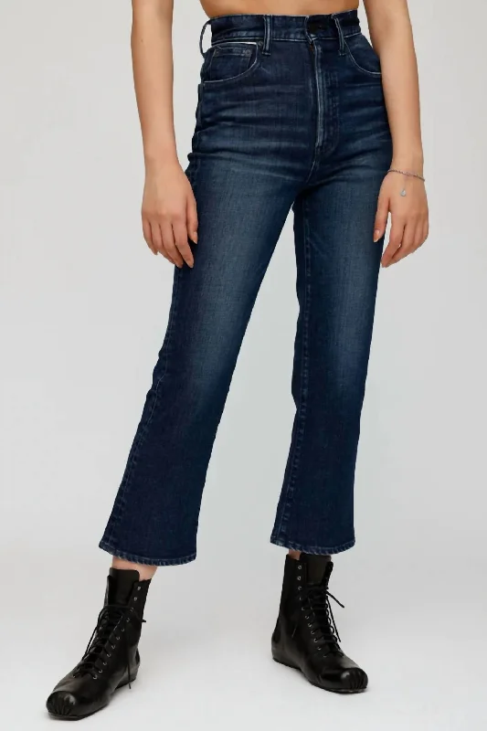 Pants for warm vacation looks -Emma Cropped Flare Jeans In Dark Blue