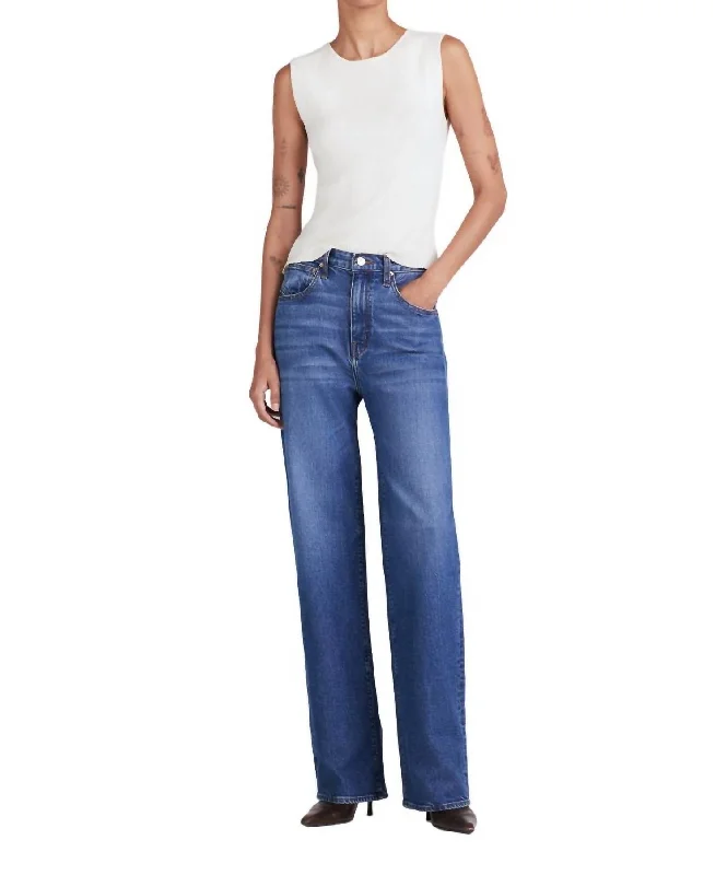 Pants for chic holiday gatherings -Faye High Rise Tailored Wide Leg Jeans In Mercer