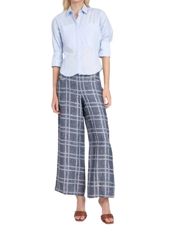 Pants for hiking adventures -Hepburn Pant In Indigo Plaid