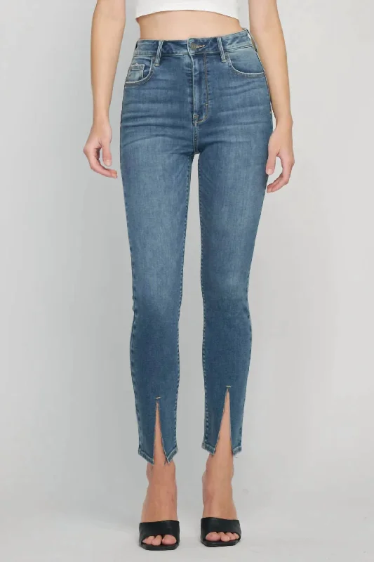 Pants for comfortable event styling -Hidden Taylor Split Hem Skinny Jeans In Medium Wash