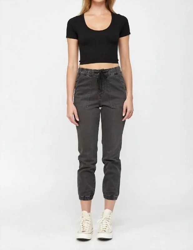 Pants for stylish dinner parties -High Rise Jogger Crop Jean In Pickle