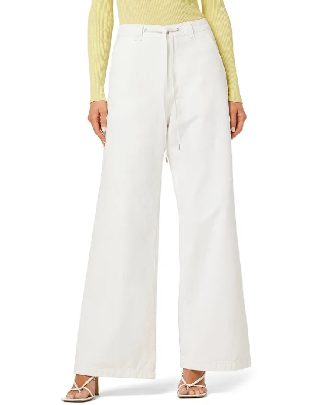 Pants for cozy home-office fashion -HUDSON Jeans Wide Leg Drawstring Trouser White Jean