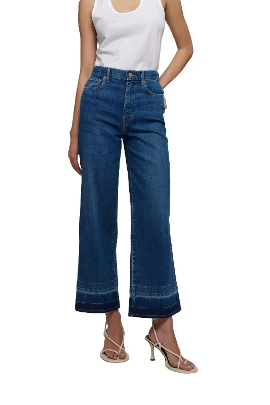 Pants for relaxed evening events -Isla High Rise Wide Crop Jeans In Mercer