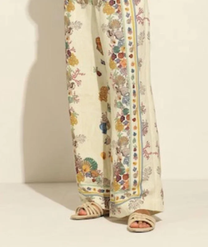 Pants for business casual outings -Ivory Wide Leg Pant In Multi