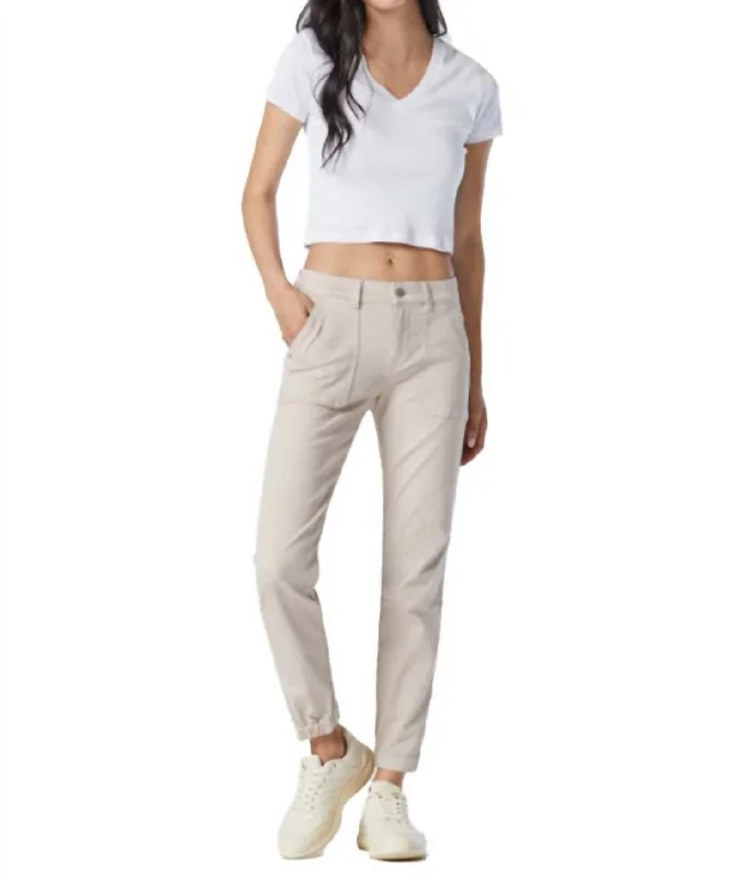 Pants for smart-casual streetwear -Ivy Mid Rise Cargo Pants In Silver Cloud Twill