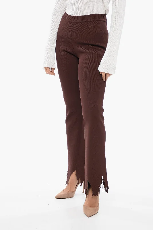 Pants for cozy home wear -J.W.Anderson Ribbed Flared Pants with Laser-Cut Detailing