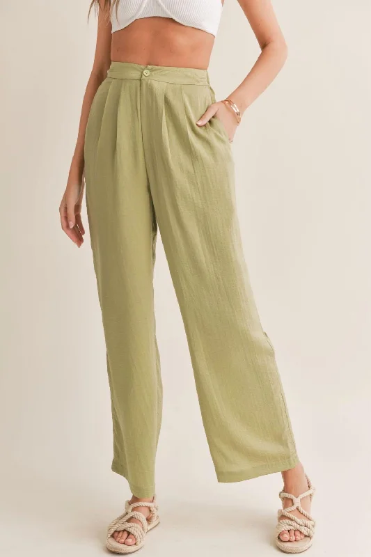 Pants for everyday street style -Juicy Pleated Pants In Sage Mint