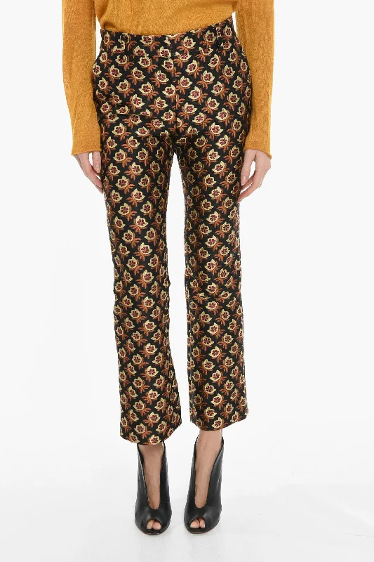 Pants for elegant vacation looks -La Double J Carrot Fit Jacquard BELLA Pants with Floral Pattern